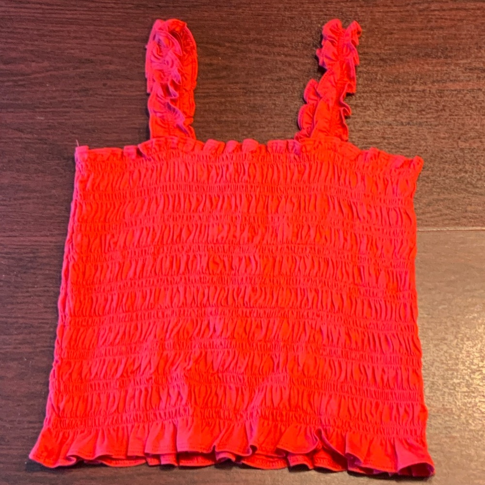 Old Navy Ruffled Red Orange Tank Top